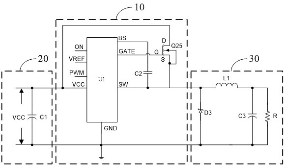 A kind of nmos power tube gate clamp drive module, drive circuit and switching power supply