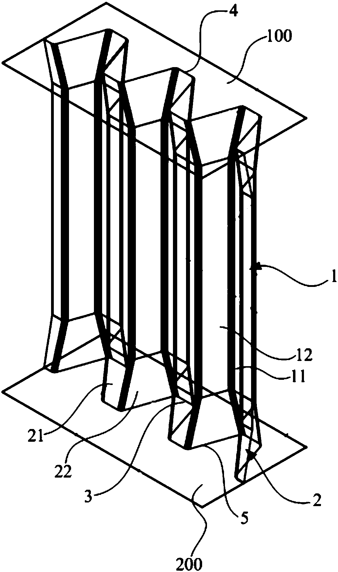 Variable cross-section corrugated bulkhead assembly and ship including same