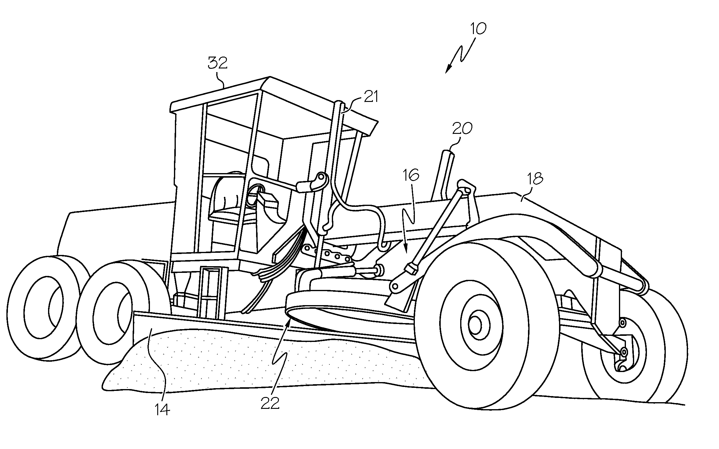 Motor grader and control system therefore