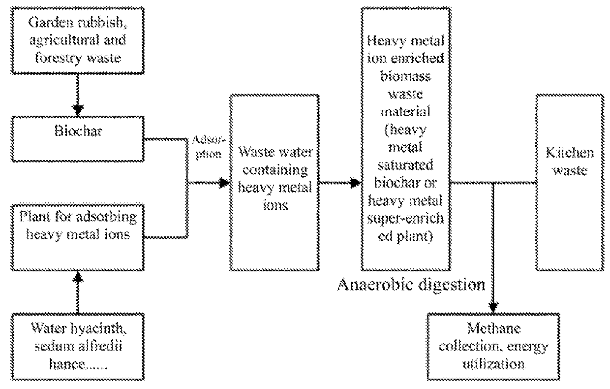 Method for carrying out anaerobic digestion by using heavy metal ions-rich biomass waste materials