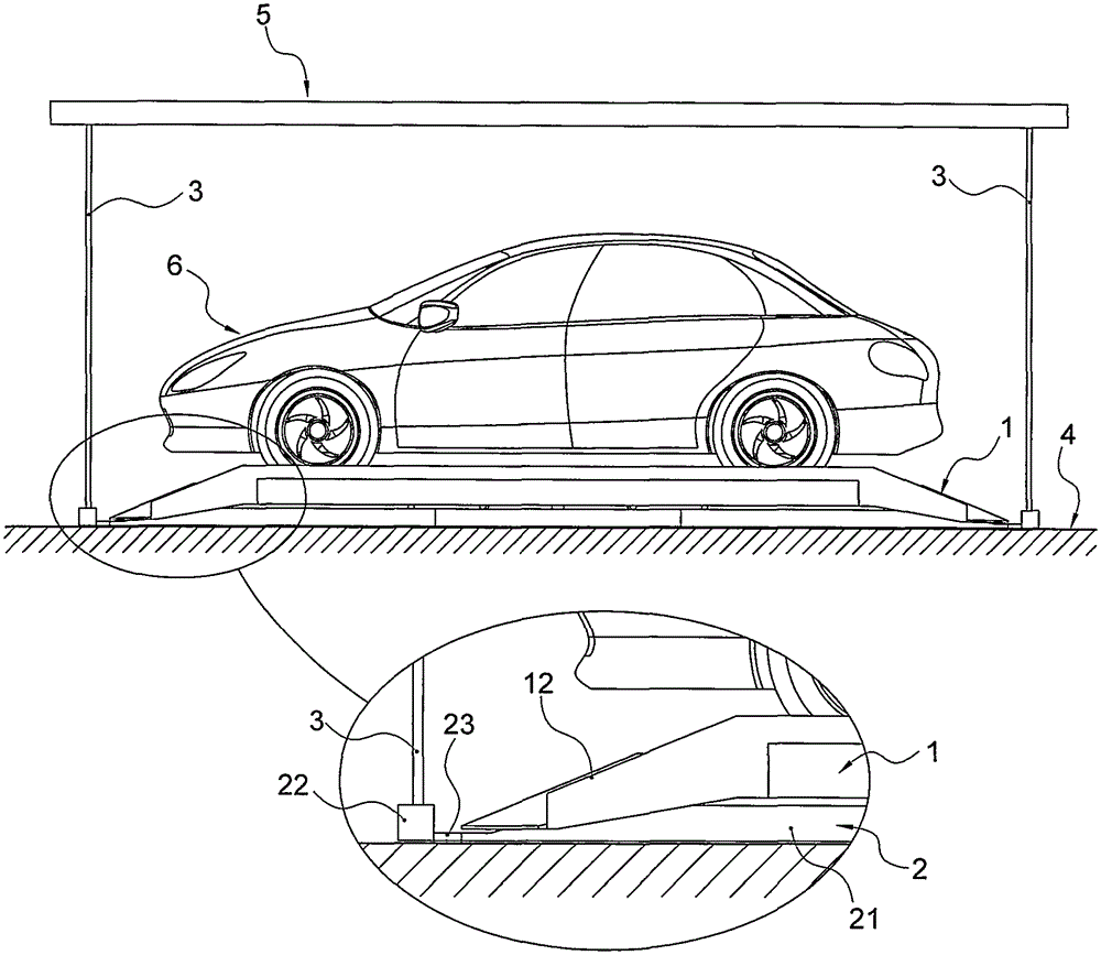 Liftable and rotatable vehicle carrying plate for parking device