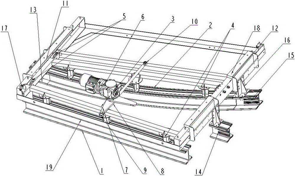 Rail transferring apparatus for electric power tunnel inspection device at guide rail crossroad
