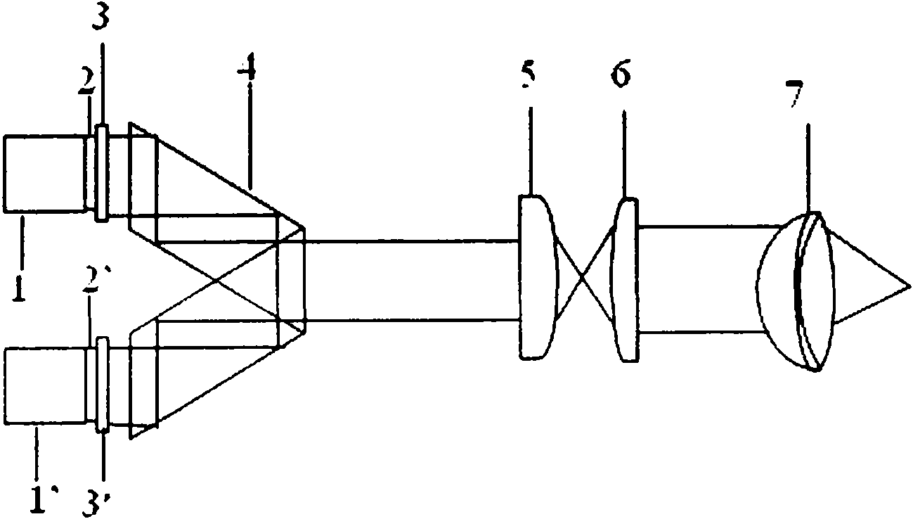 Laser device for realizing semiconductor laser beam coupling of parallel plate prism combination