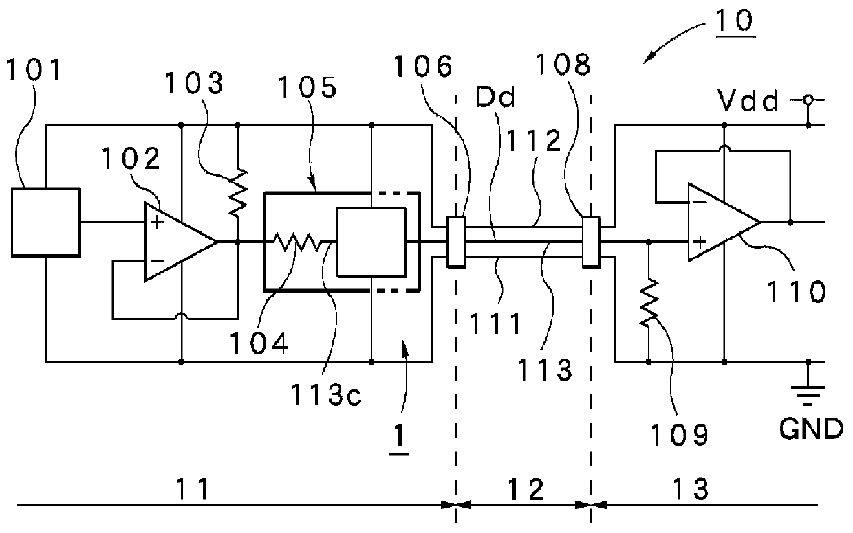 Disconnection detection circuit of pressure detection device