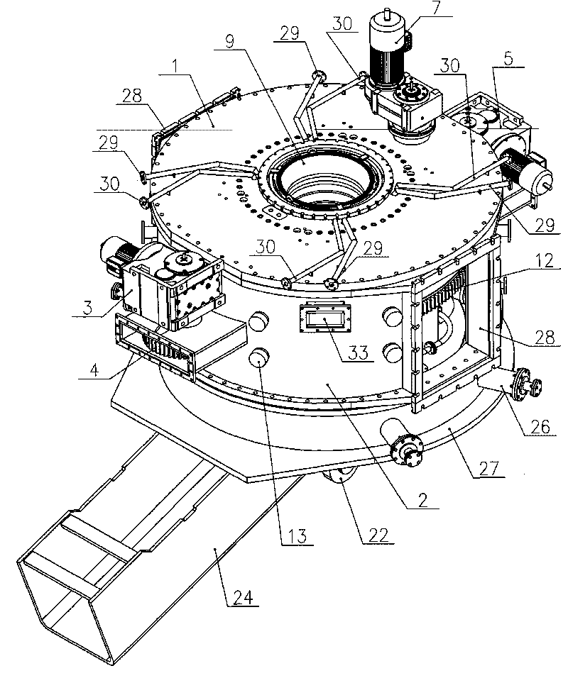 Blast furnace roof material distributing device
