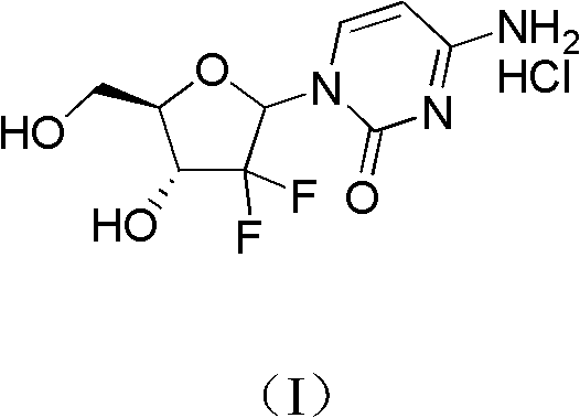 Method for preparing 2-deoxidized-2, 2-hydrochloric acid difluoro deoxycytidine