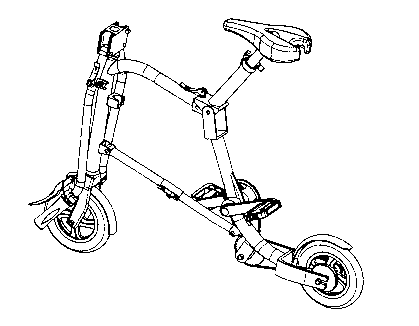 V-handlebar portable bicycle normally walked after being folded