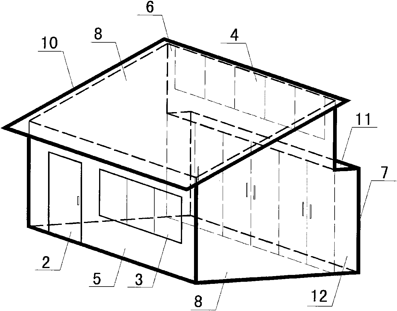 Double-sided daylighting single-layer plank house with high windows applicable to high-density plank house resettlement area