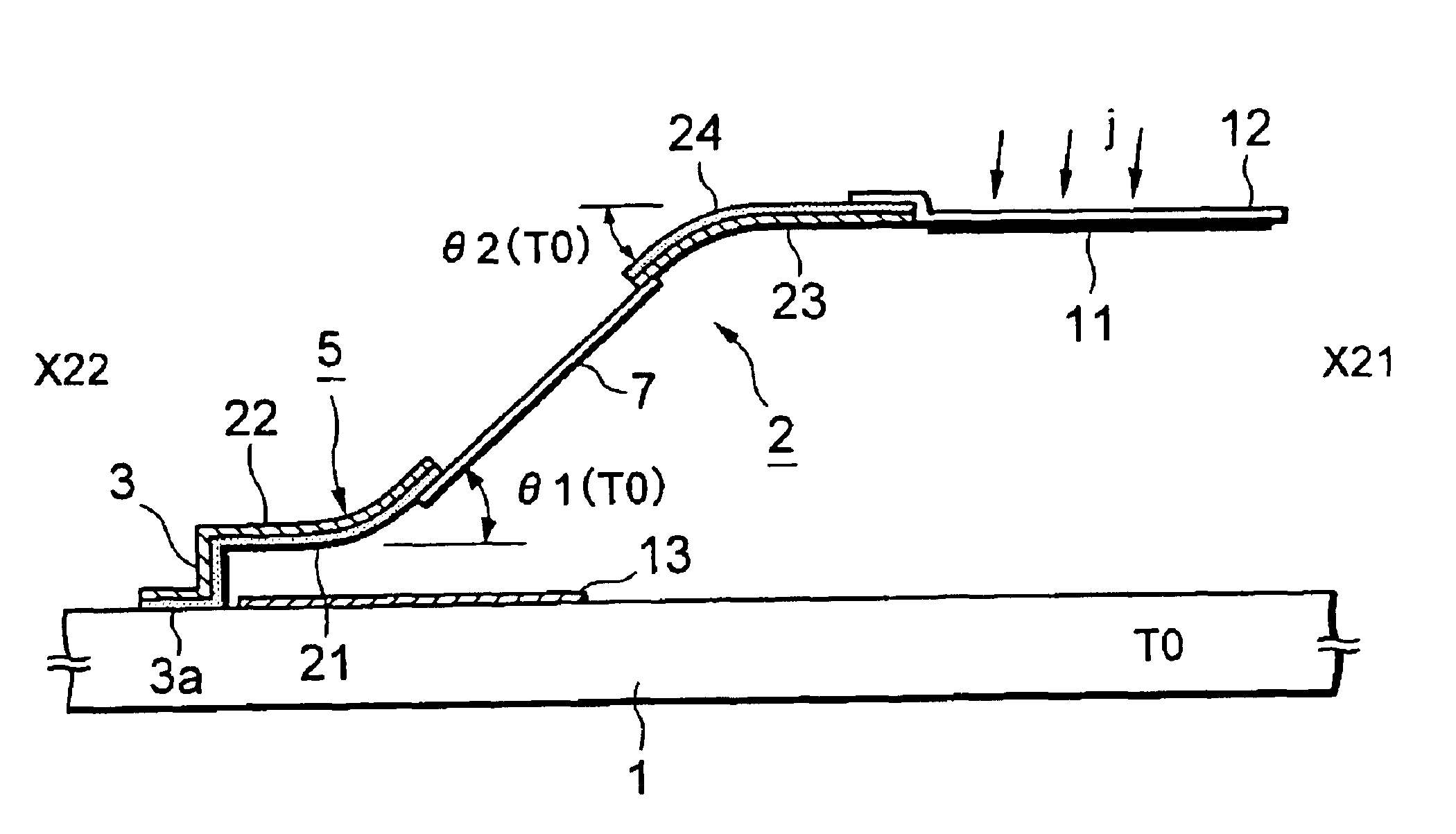 Thermal displacement element and radiation detector using the element