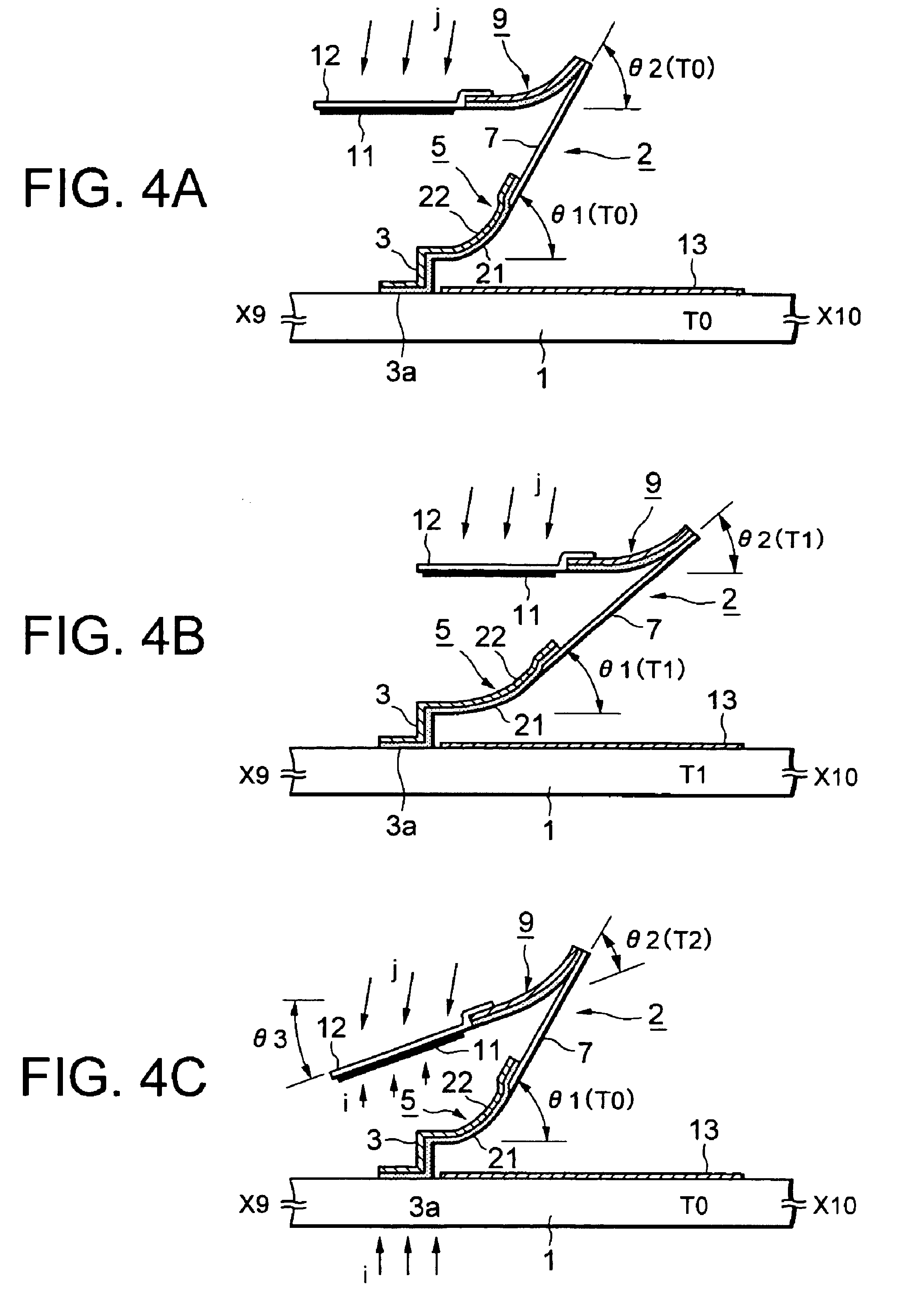 Thermal displacement element and radiation detector using the element