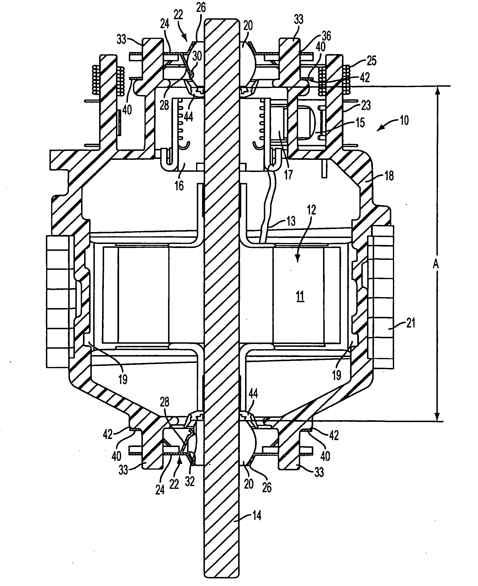 Endplay adjustment and bearing decoupling in an electric motor