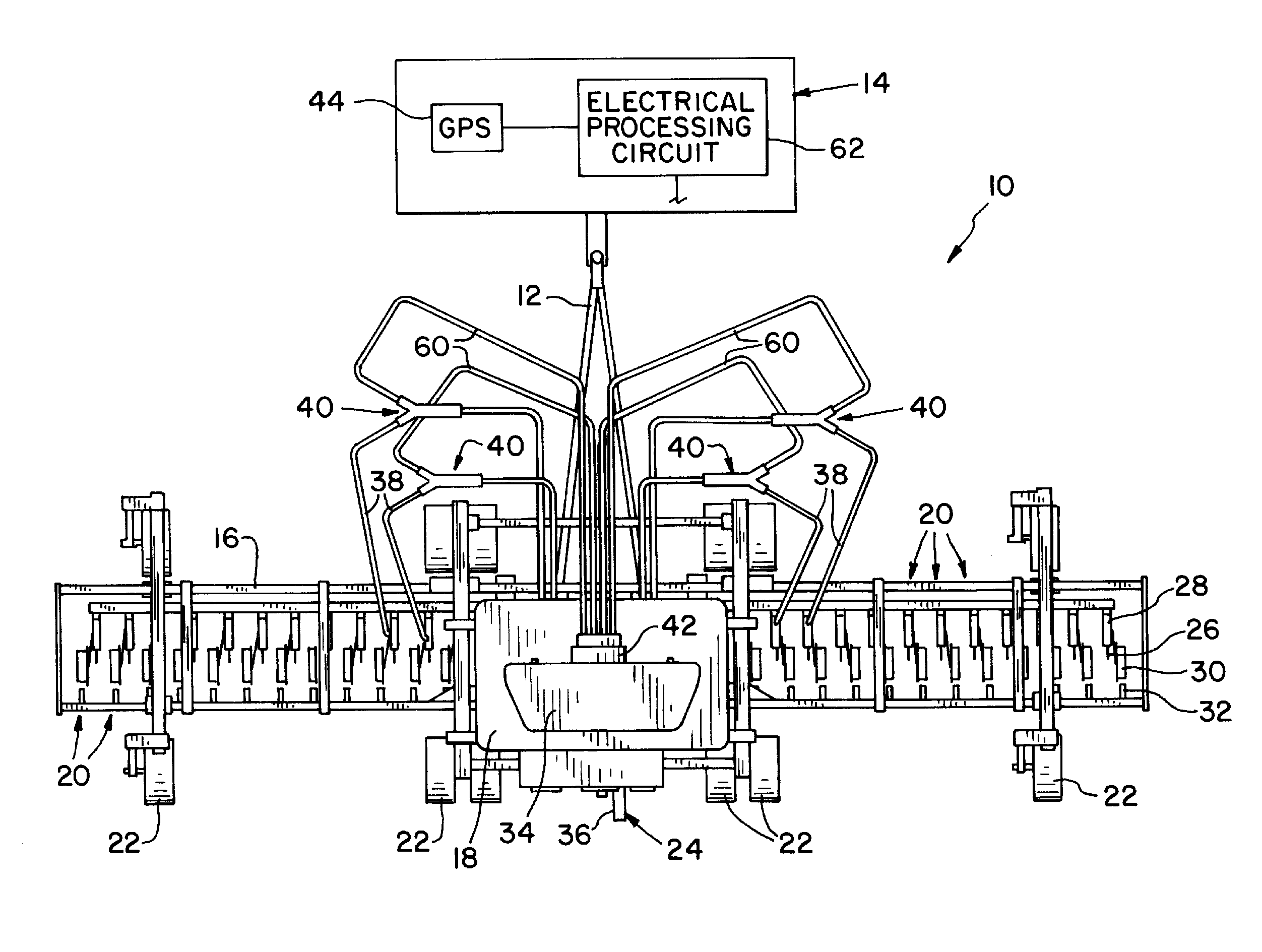 Air seeder with GPS based on/off control of individual row units