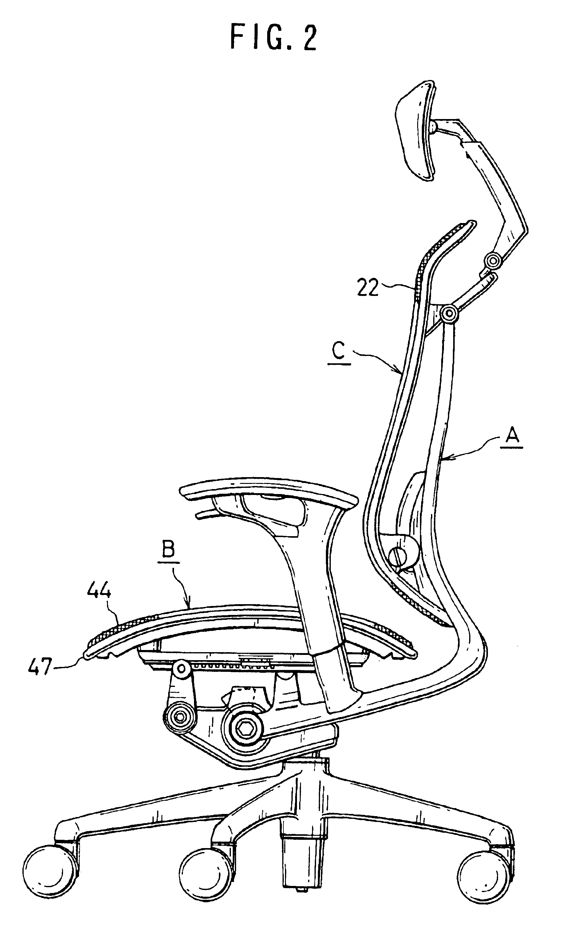 Structure for mounting a net member to a frame for a seat or backrest of a chair