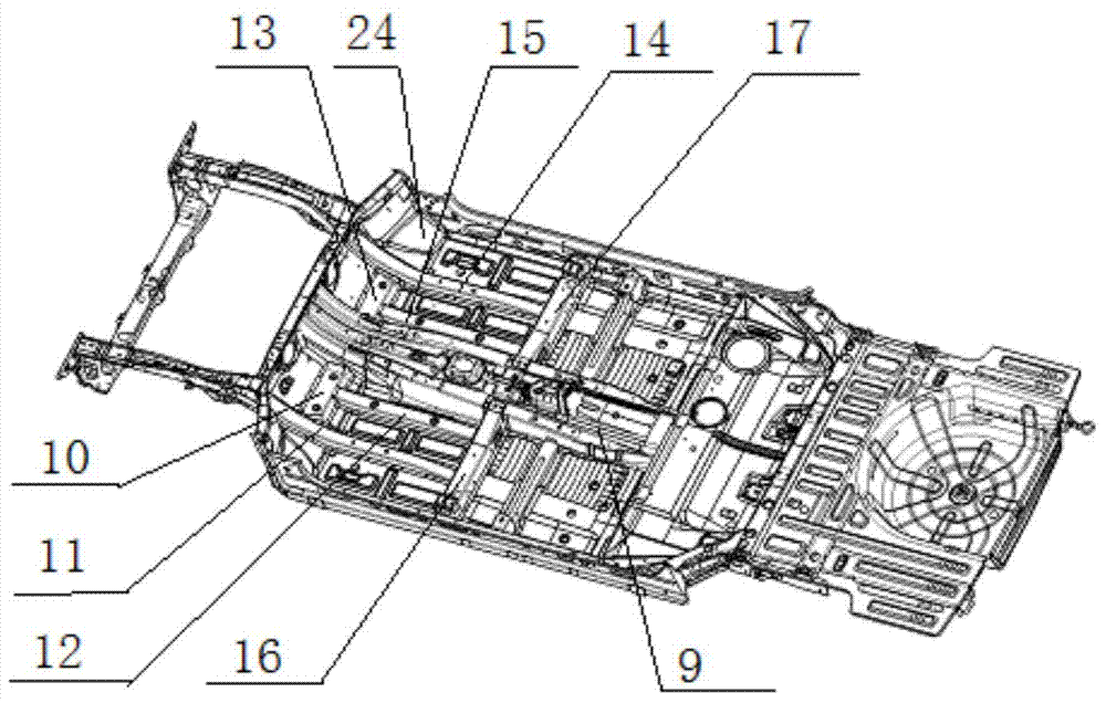 Passenger vehicle front floor framework structure