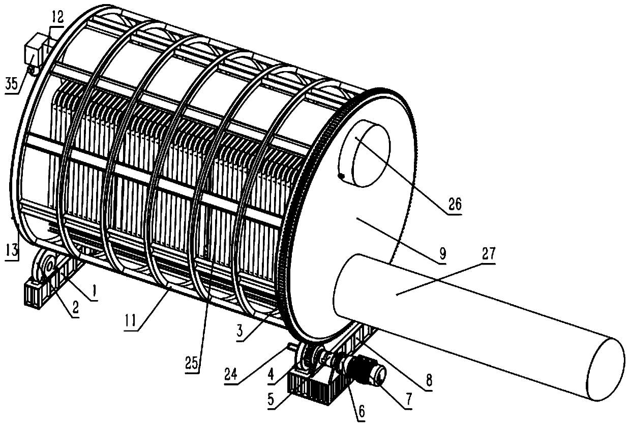 A displacement device for welding the heat exchange tube of the boiler body and the drum