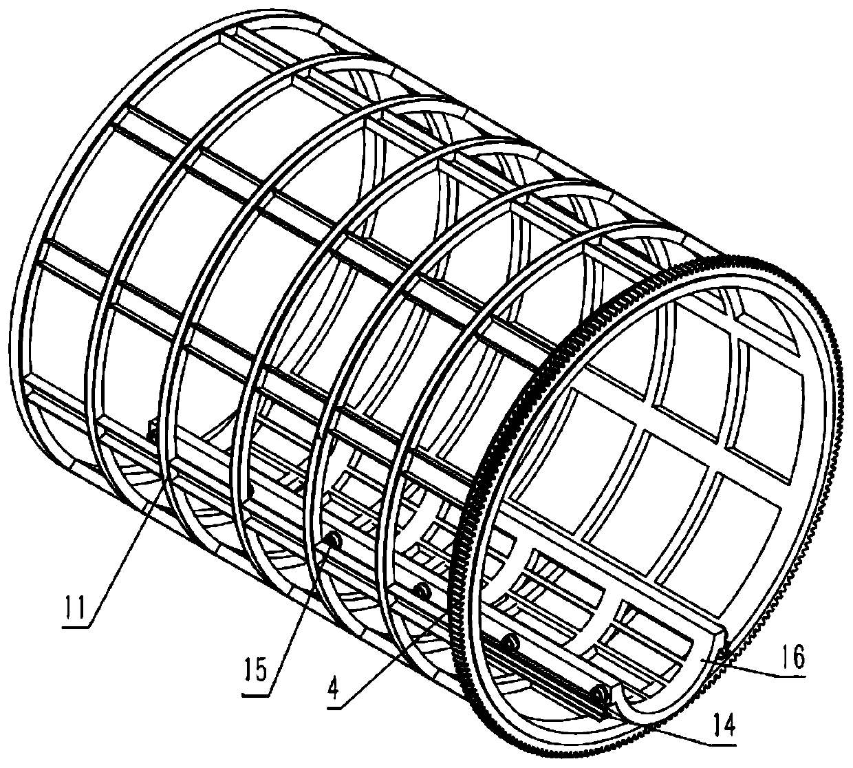 A displacement device for welding the heat exchange tube of the boiler body and the drum