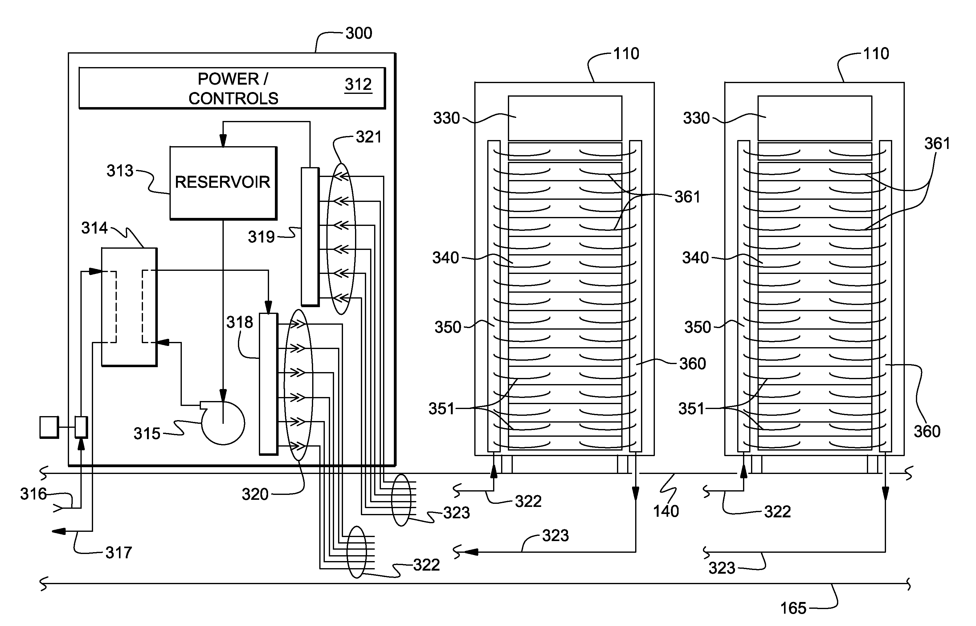 Cooled electronic system with liquid-cooled cold plate and thermal spreader coupled to electronic component
