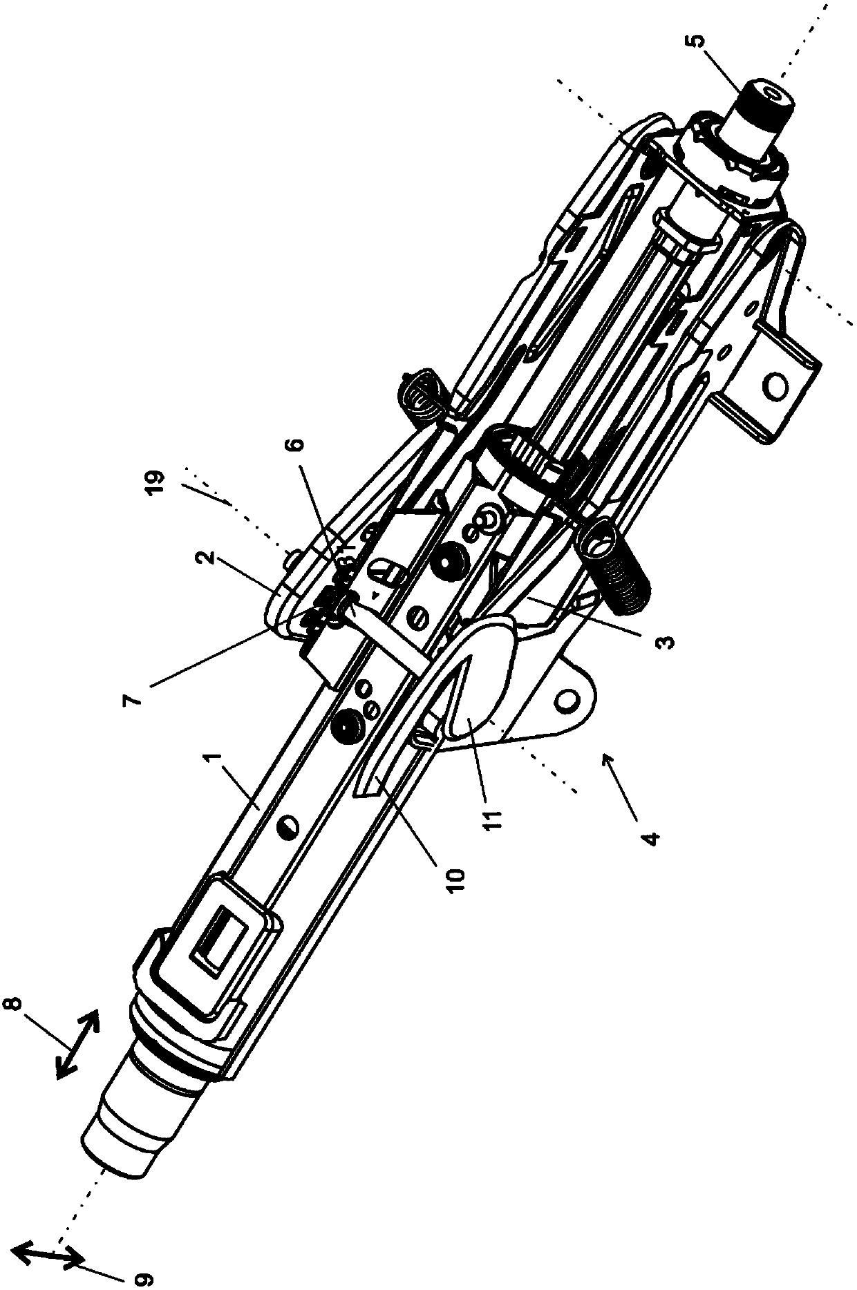 Clamping device of an adjustable steering column for motor vehicles