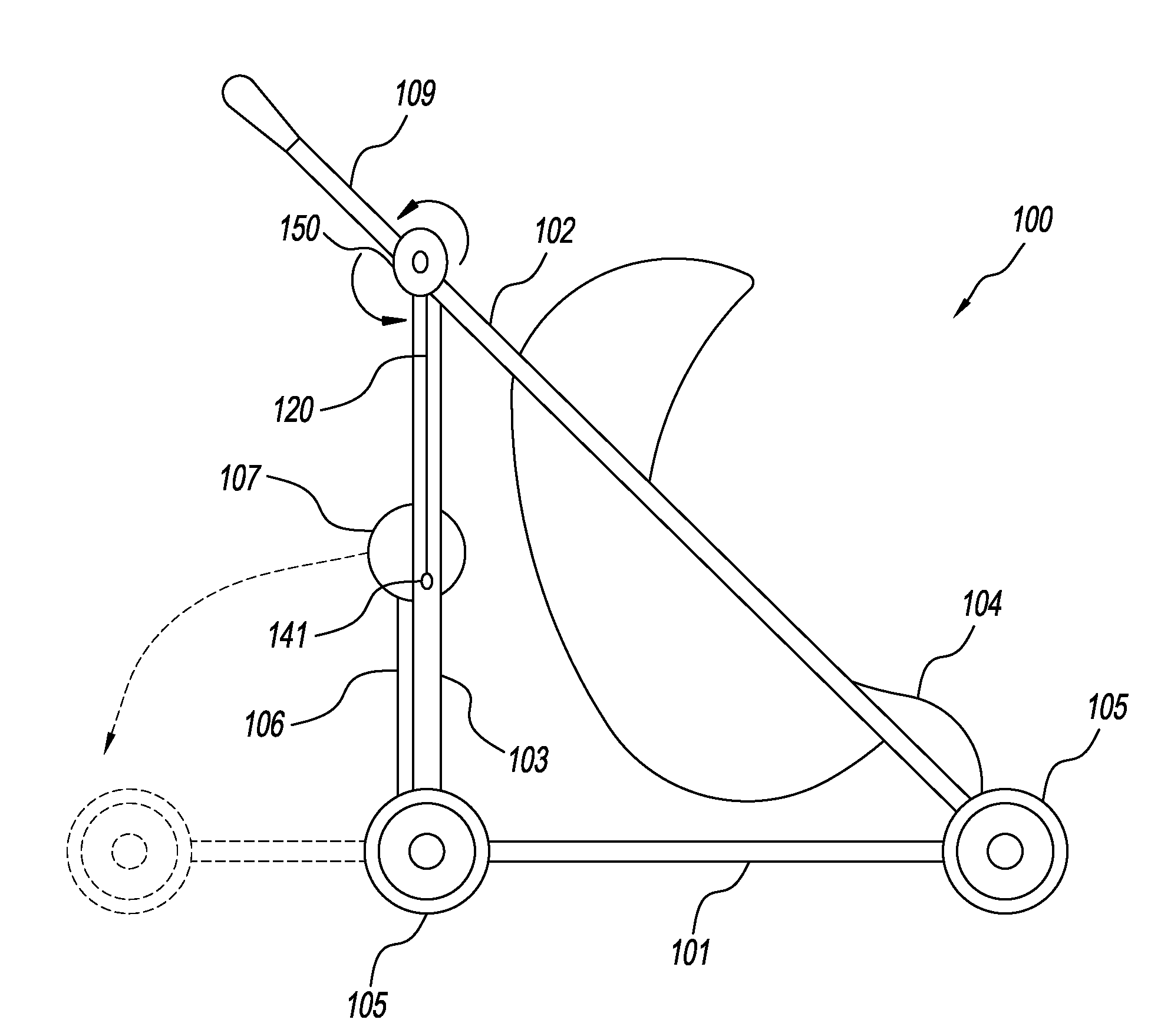 Stroller with telescopic and locking members