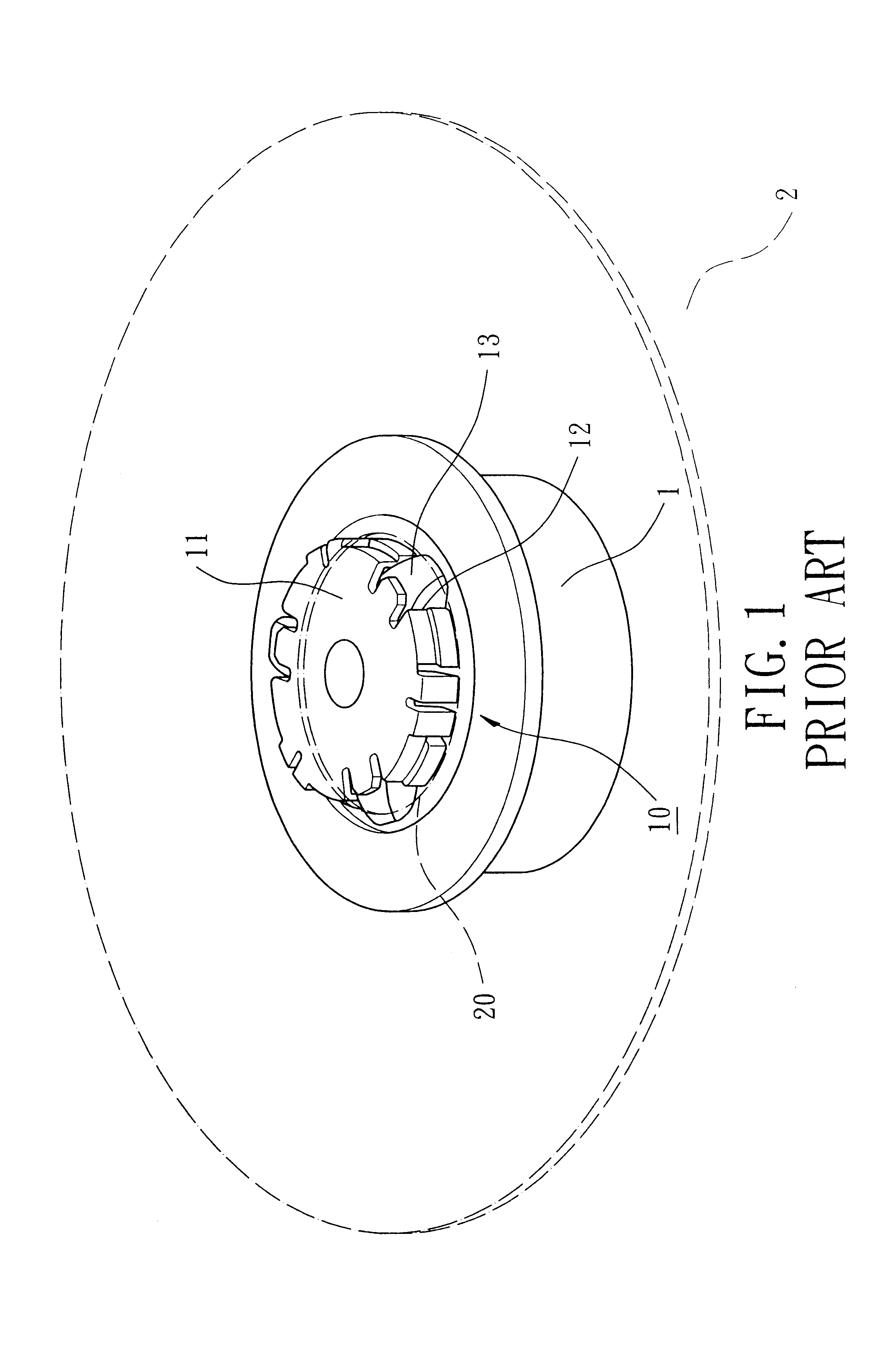 Device with spring-loaded curved tongues for holding an optical disk around a rotary shaft of a motor