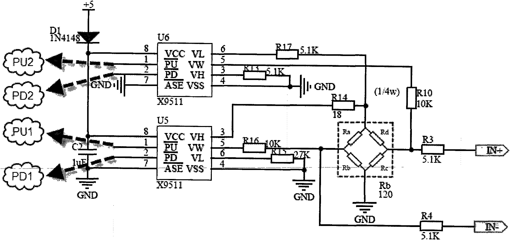 Remote zero setting circuit and method for resistance-type strain measurement