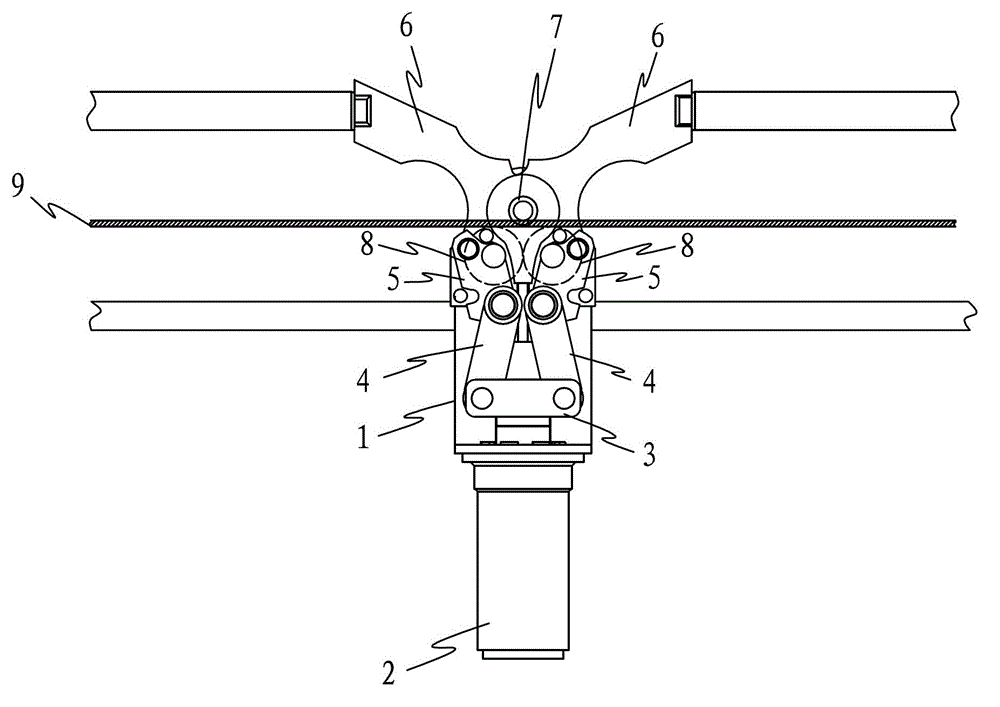 Connecting-rod-type bending device for bending steel in steel forming machine