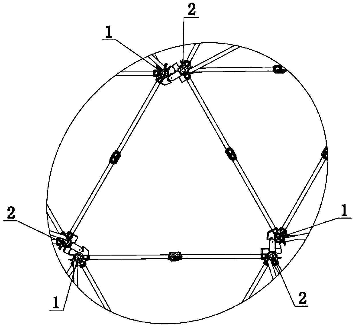 Modular expandable antenna mechanism based on a symmetrical structure tetrahedral combination unit