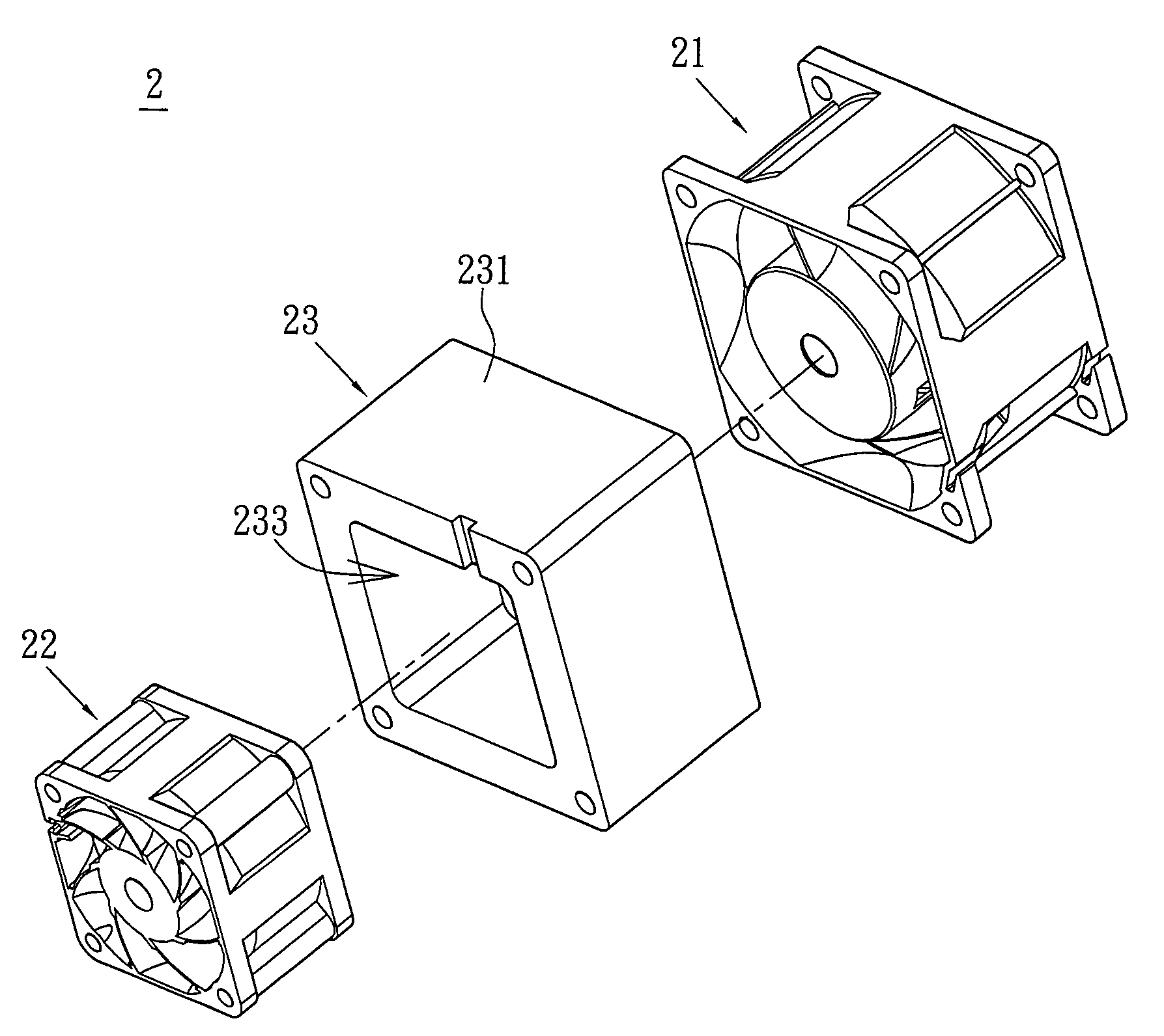 Serial fan assembly and connection structure thereof