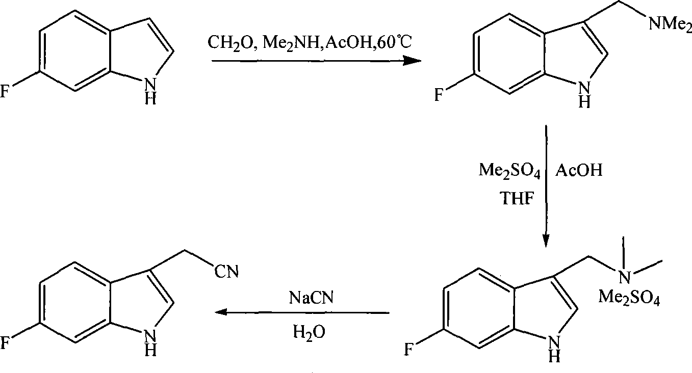 Method for synthesizing 6-fluoroindole-3-acetonitrile