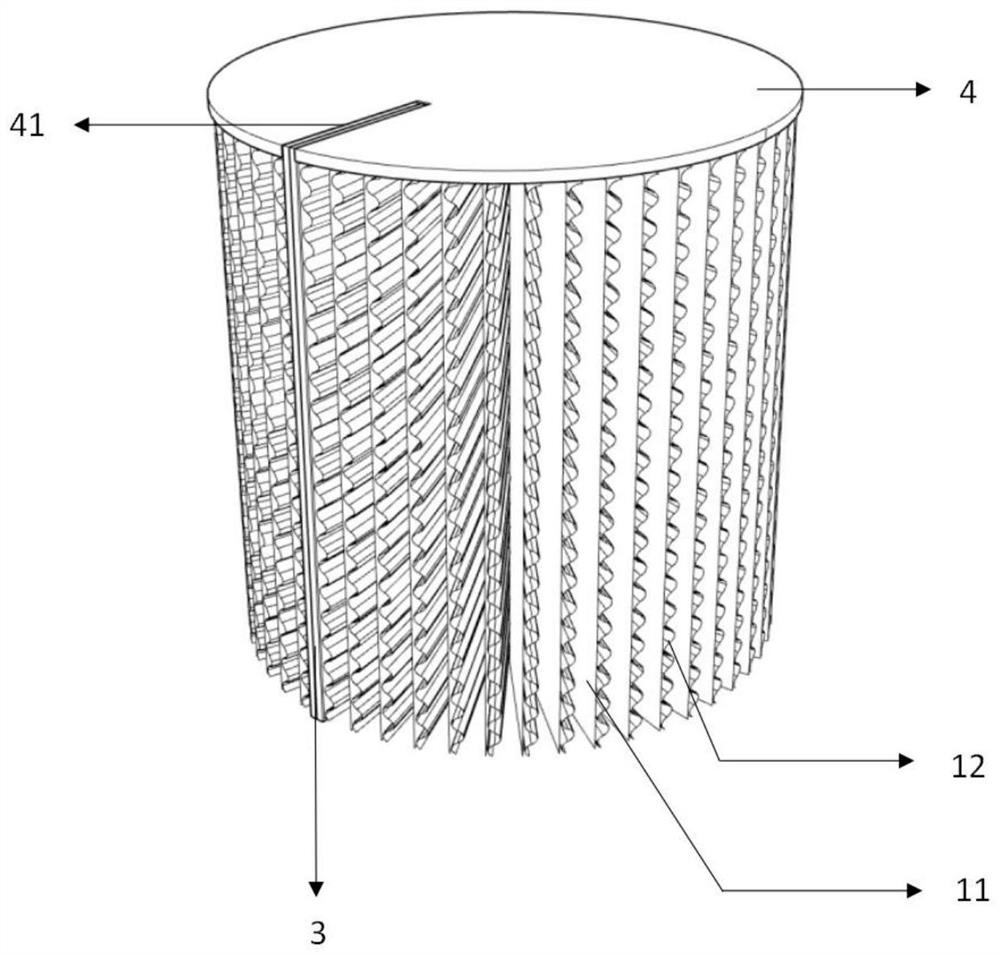 Stacked corrugated annular stretching furniture structure and process thereof