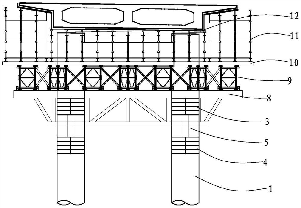 Combined cast-in-place box girder support system and construction method