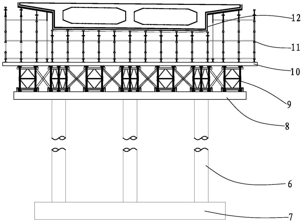 Combined cast-in-place box girder support system and construction method