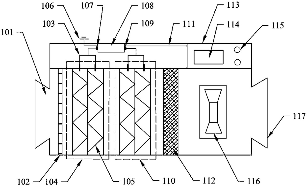 A low-voltage electrostatic dust removal module and air purification device