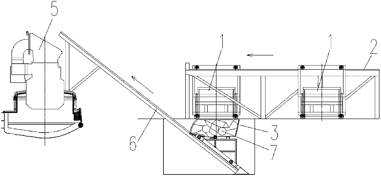 Automatic charging system of electric-arc furnace steel scrap material yard