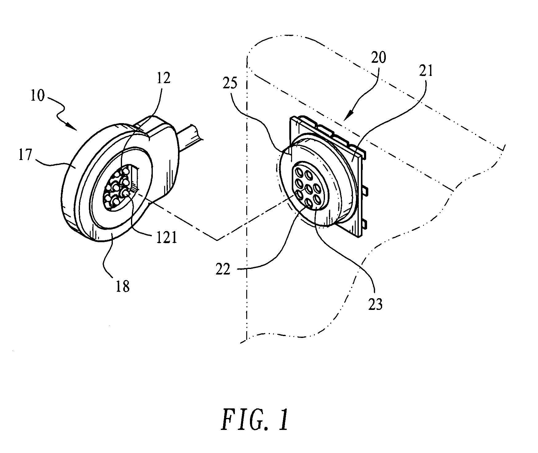 Electrical signal transmission connector assembly with magnetically connected receptacle and plug