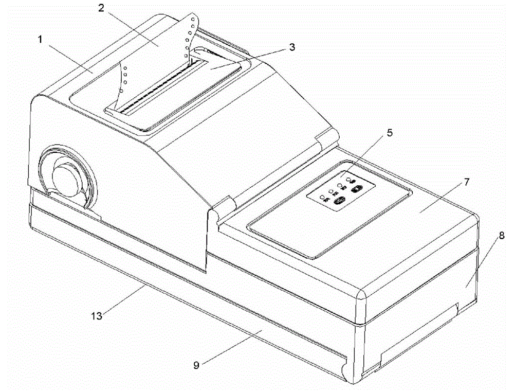 Receipt pressing and rolling device of receipt printer and portable receipt printer provided with same and use method