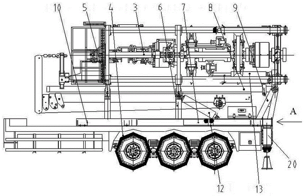 Semi-trailer independent type under-pressure well repairing operation machine