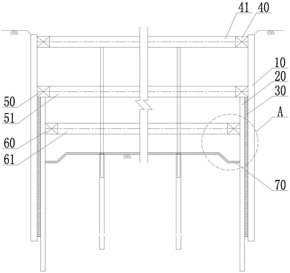 Water-proof construction method for connected nodes of foundation slab and ground wall in composite surround system