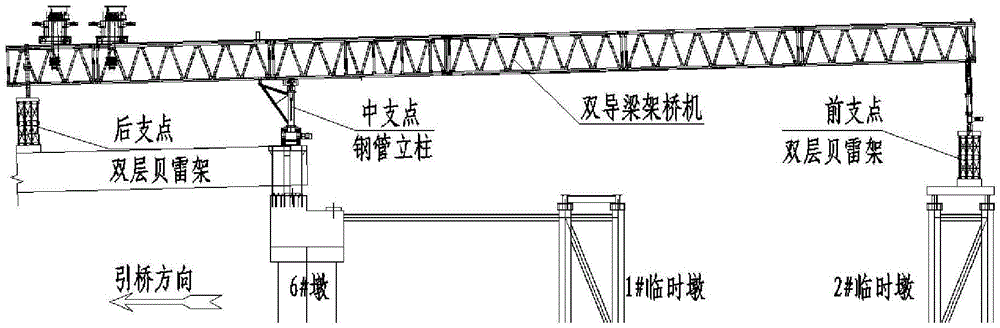 Erecting composite beam on-site section splicing girder construction technology of double guide beam bridge erecting machine
