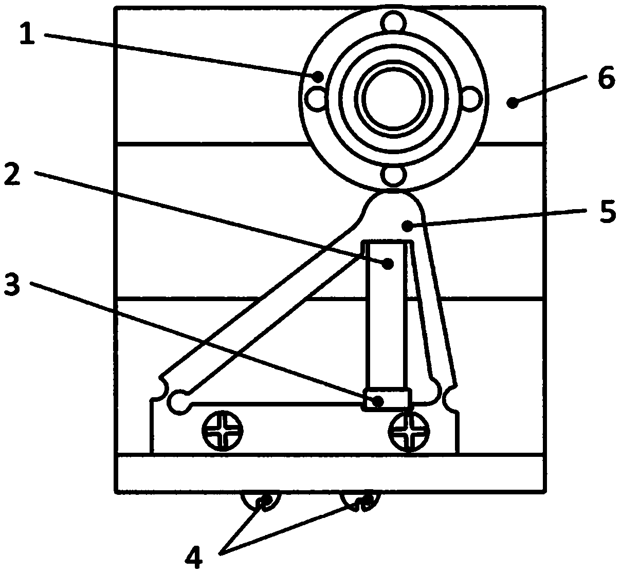 Rotary piezoelectric driving device based on asymmetric triangular hinge mechanism