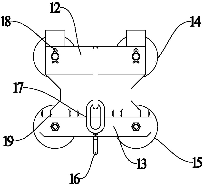 Span-crossing line changing tackle for distributing line and line changing method thereof