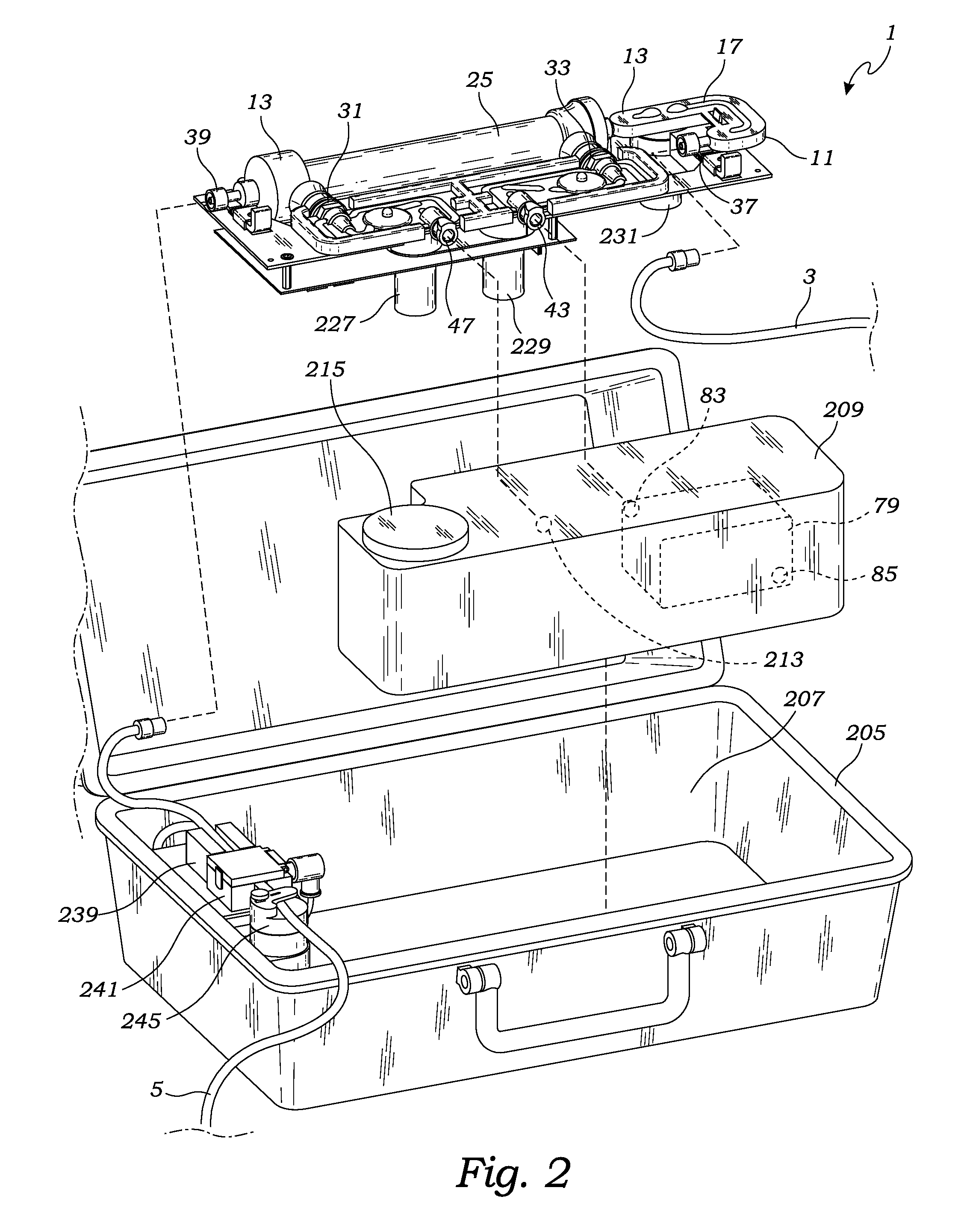 Portable hemodialysis machine and disposable cartridge with blood leak sensor