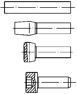 Punching bar and die for secondary preformation of inner hexagonal cylinder head and forming method