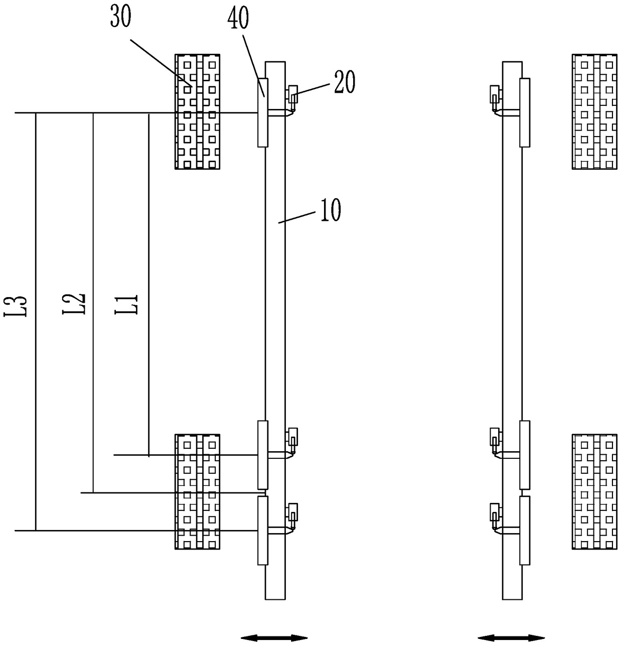 A vehicle-carrying platform and its vehicle wheelbase detection device and method