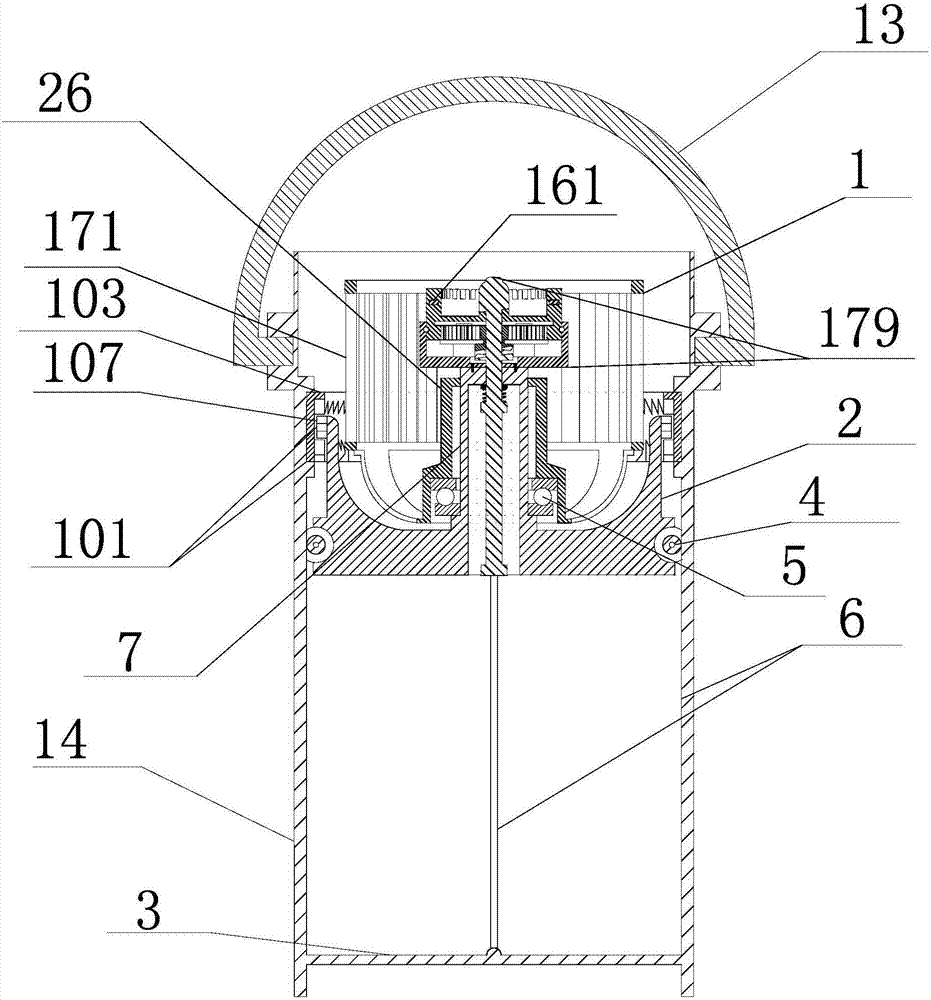 Jet-flow variable-speed rotary mop cleaning spin-drier having characteristics of magnetic hook connection and self-locking lifting and provided with cylindrical bucket