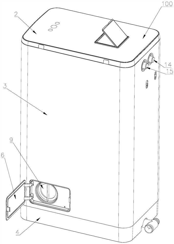 Filtration structure of a flocculation module and washing machine