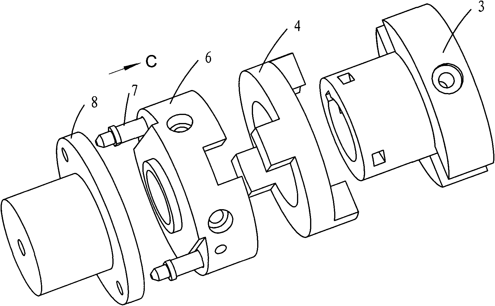 Double slider coupling for drive test of automobile rear axle or final drive assembly