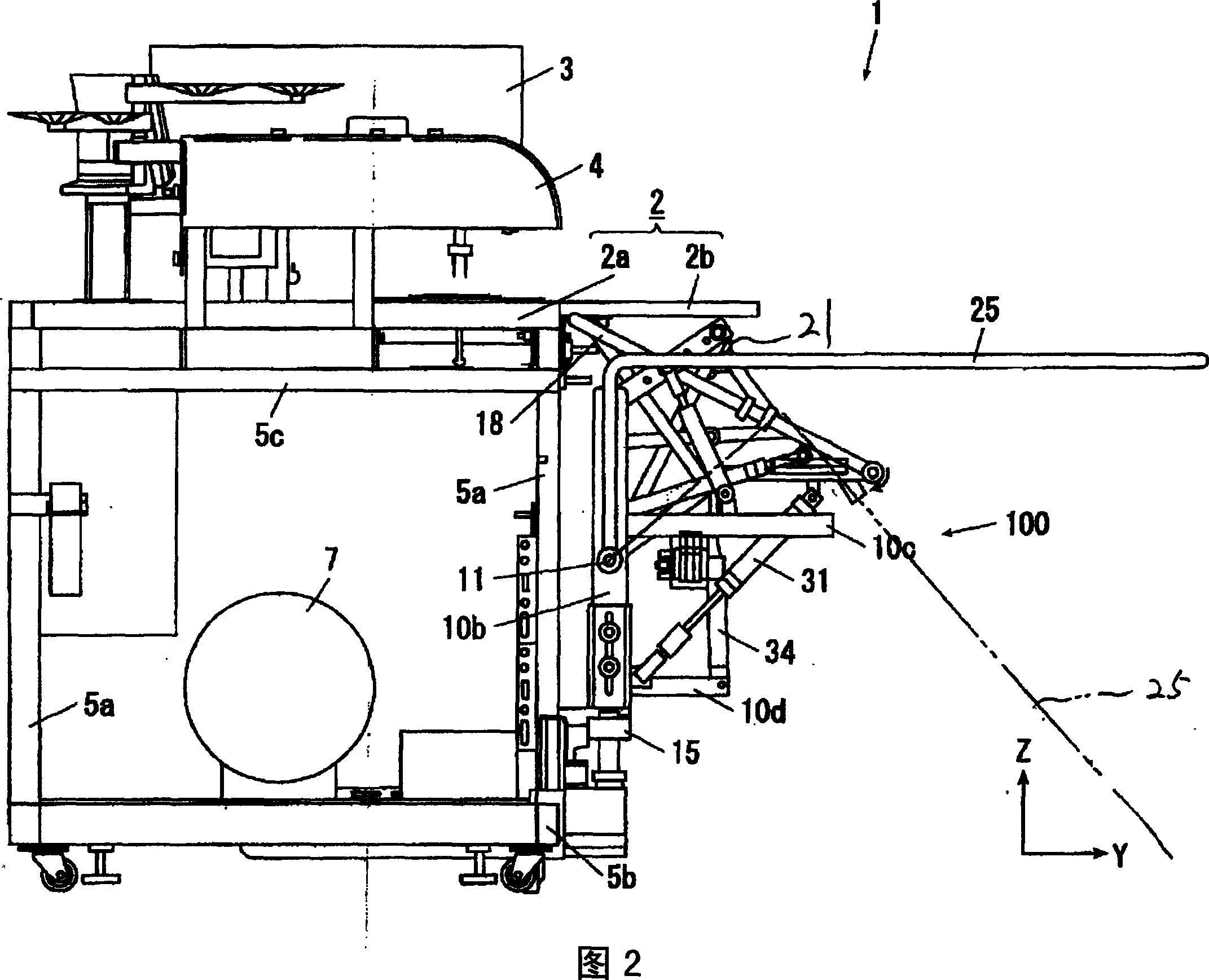 Stacking device of sewing machine