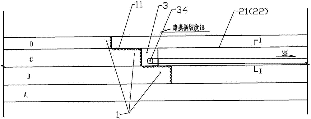 Splicing structure and construction method of new and old pavement in super high section of expressway extension project