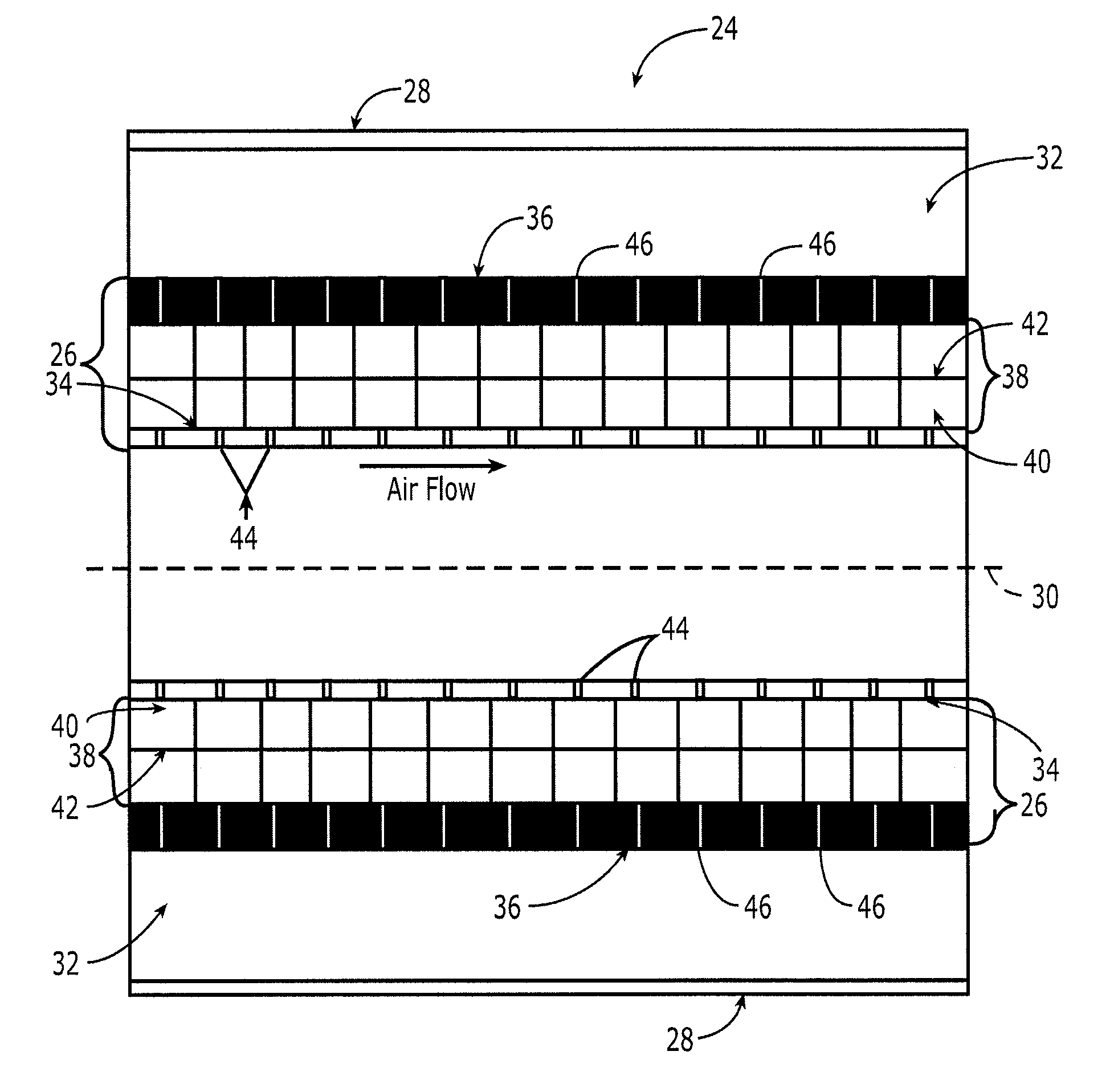 Engine assembly, acoustical liner and associated method of fabrication